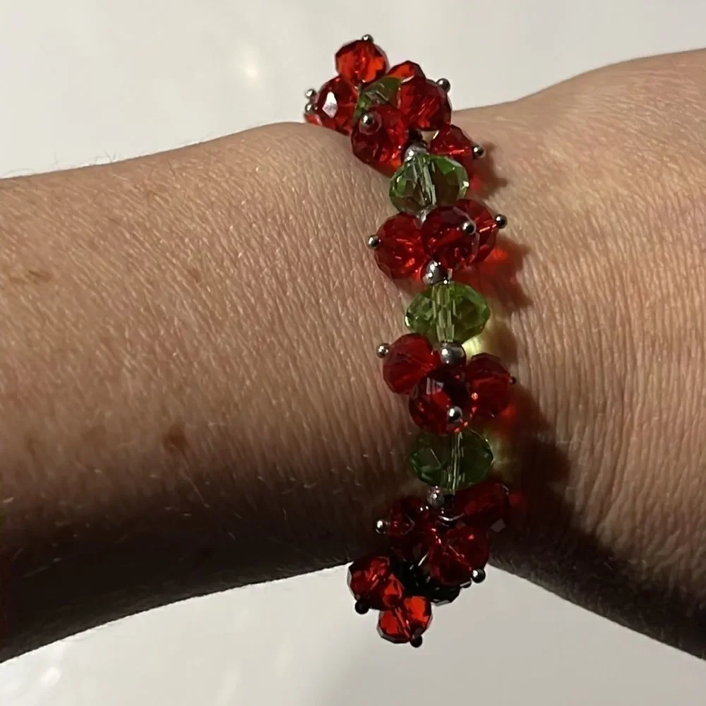 Bundle 3 for $15 Red And Green Beaded Stretch Bracelet